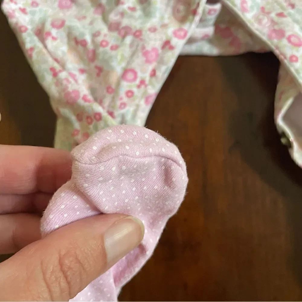 Mon Caramel Baby Girl Floral Cotton Footed Pajamas/ Collared Outfit Size 6 M